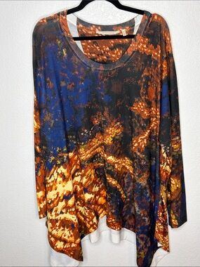 Soft Surroundings Multi Color Abstract Asymmetrical Top Size 3X Artsy